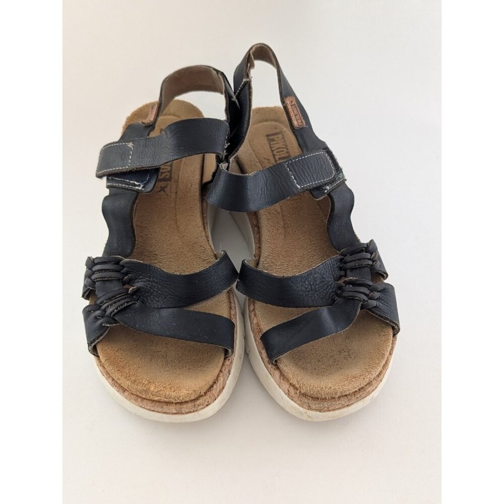 Pikolinos Women's Palma W4N Black Leather Wedge Sandals Size 7 - 7.5 - Picture 9 of 11